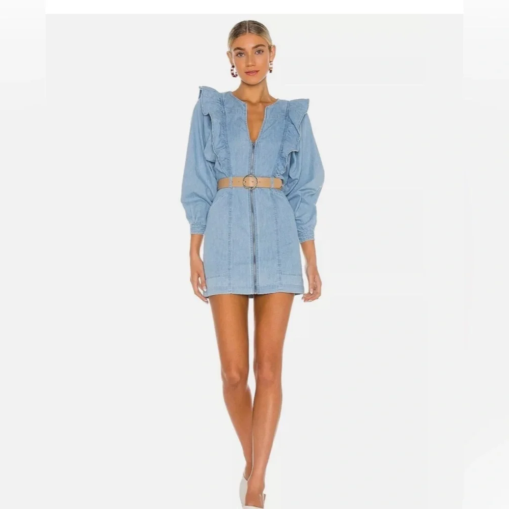 Free People Imogene Denim Mini Dress Size - Picture 2 of 13